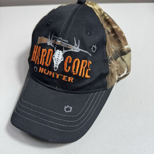 Hard Core Hunter Realtree Outdoor Camo and Black Hat / Cap with Skull & Gun Logo